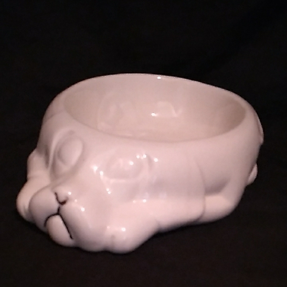 Vintage Lillian Vernon White Ceramic Dog Bowl